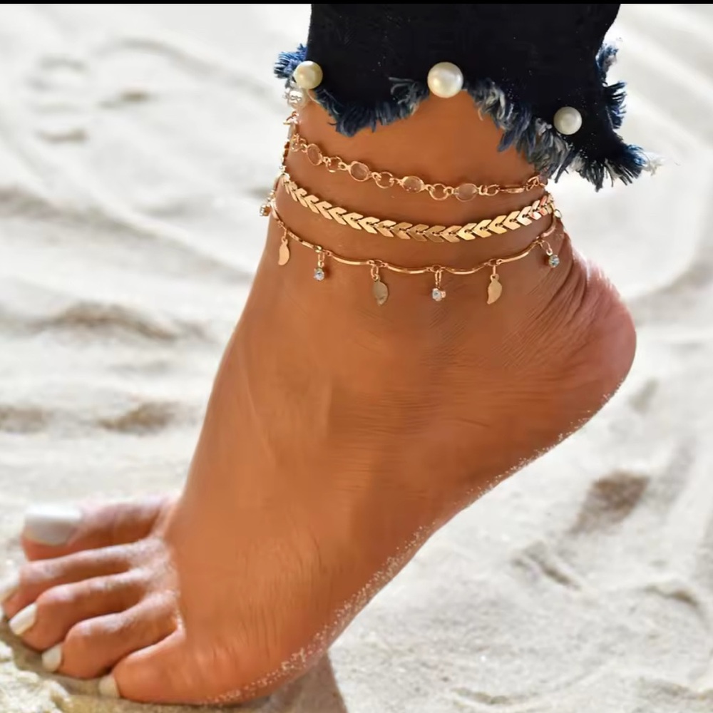Elegant Gold Ankle Bracelet Set